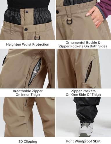 GSOU SNOW Mens Womens Ski Snow Pants Baggy Snowboard Pants Waterproof