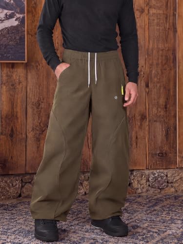Men's Water-Repellent Ski Snow Hiking Pants Baggy Straight Leg