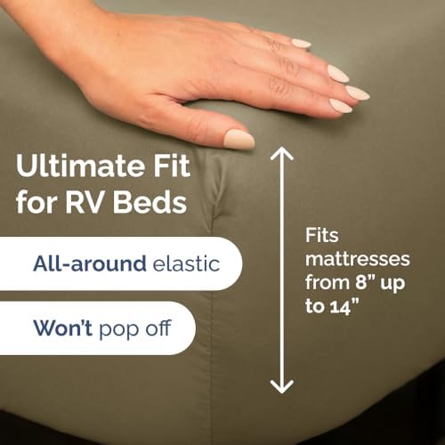 Short Queen Size 4 Piece Bed Sheet Set - RV Short Queen Sheets - Khaki