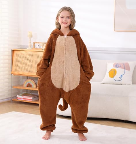 Animal Onesie Pajamas for Kids, Soft Flannel Halloween Cosplay Costume for Boys Girls