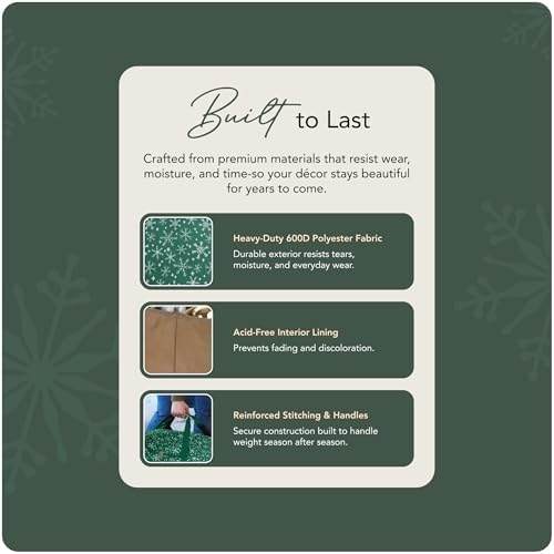 Covermates Deluxe Structured Wreath Storage Bag, 36" Diameter, Green Snow