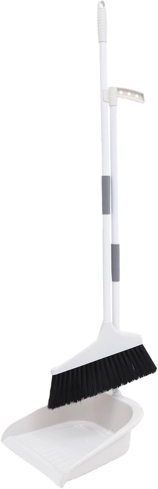 Healifty Broom Heavy Duty Dustpan Broom Set Household Floor Cleaning Tools Broom Dustpan Set 1 Set White