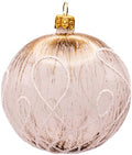 Luxury Handcrafted European Glass Christmas Ball Ornaments - Set of 6 - Gold & White - Swirl - 8 cm - Mouth-Blown & Hand-Painted