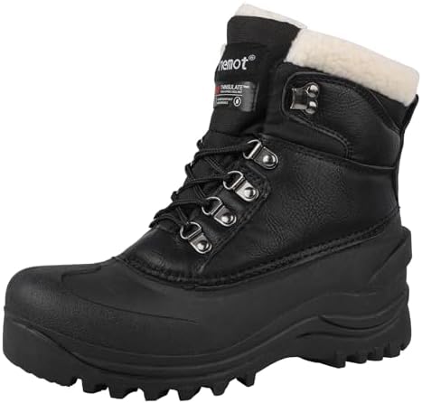riemot Women's Men's Winter Ankle Boots Waterproof Outdoor Snow Boot Warm Fur Lined Comfortable Non-slip Lace-up Booties for Walking Hiking Trekking Camping Skiing US5-14
