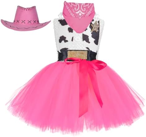 Tutu Dreams Halloween Cowgirl Costume for Girls 1-10Y with Bandana Cowboy Hat Birthday Party Dress Up Clothing