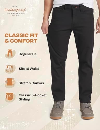 Weatherproof Vintage Fleece Lined Pants Men's - Regular Fit | Soft & Warm, Cold Weather Insulated Canvas Winter Pants for Men