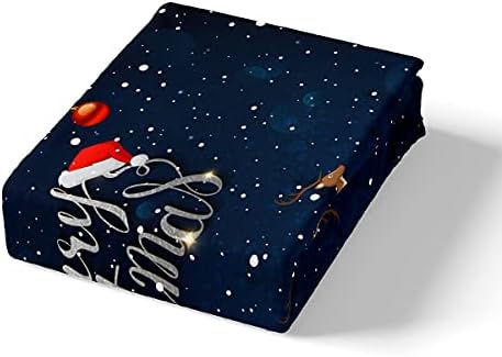 Sheet Set Kids Boys Girls Sled Car Fitted Sheets Set Full Size Santa Claus and Elk Bedding Sheet Sets Includes 1 Flat Sheet,1 Fitted Sheet,2 Pillowcases