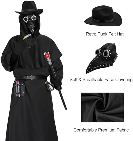 Halloween Adult Plague Doctor Men Costume for Cosplay Party