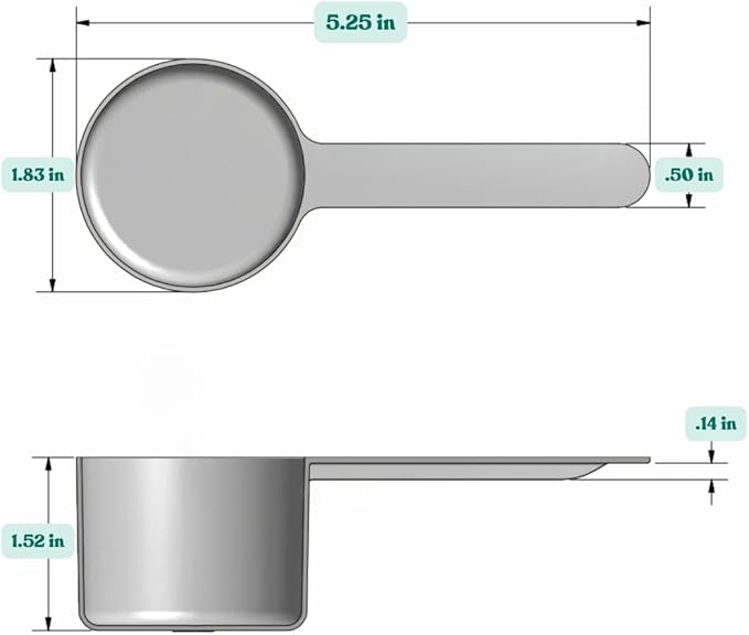 55 mL (55 CC | 1.86 Oz.) Long Handle Plastic Measuring Scoop for Coffee, Protein Powder, Pet Food, Spices, Grains, Dry Goods – Food-Grade BPA-Free (Pack of 100)
