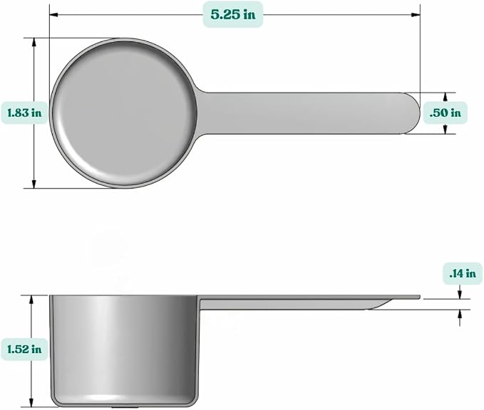 55 mL (55 CC | 1.86 Oz.) Long Handle Plastic Measuring Scoop for Coffee, Protein Powder, Pet Food, Spices, Grains, Dry Goods – Food-Grade BPA-Free (Pack of 5)