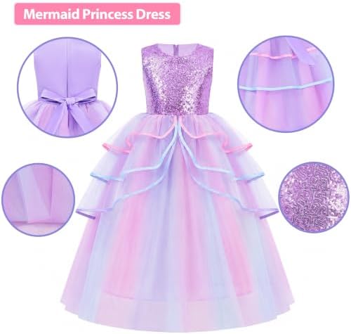 Unicorn Mermaid Princess Dress Up Clothes for Little Girls – Costume, Jewelry and Headband