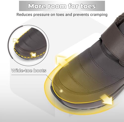FitVille Snow Boots for men Winter Shoes Fur Lining Waterproof Extra Wide Boots for Men Heat Lock Technology for Outdoor