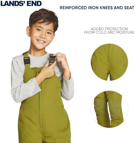 Lands' End Unisex Kids Squall Waterproof Adjustable Insulated Iron Knee Snow Bib Overalls
