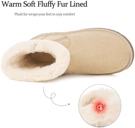 Hsyooes Snow Boots for Women Suede Leather Winter Boots Warm