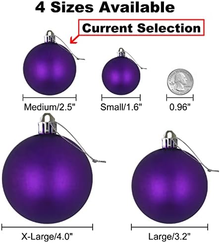 Purple & Silver 2.5" Christmas Balls Christmas Tree Decoration Ornaments Shatterproof Hanging Balls for Birthday Halloween Holiday Wedding Decorations Set of 36pcs
