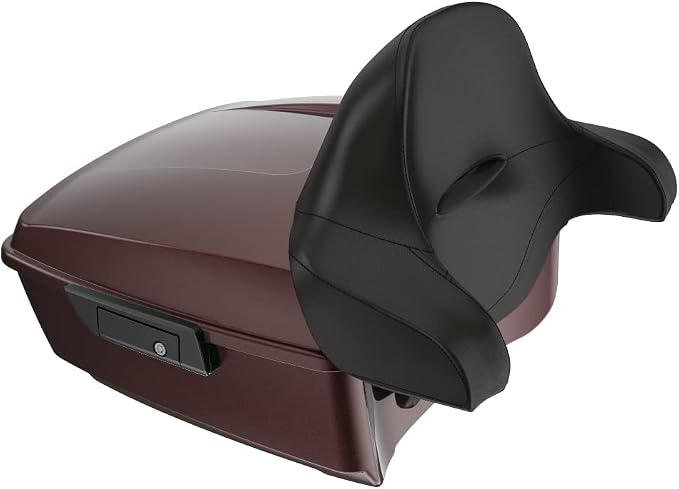 Advanblack Road Glide Tour Trunk Pack Merlot Sunglo King Tour Trunk Pack Luggage +Wrap-Around Backrest Pad for '97-'25 Harley Touring Road King Street Glide Electra Glide CVO models