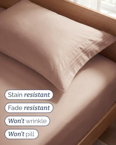 Twin Size 3 Piece Sheet Set - Comfy Breathable & Cooling Sheets - Mauve