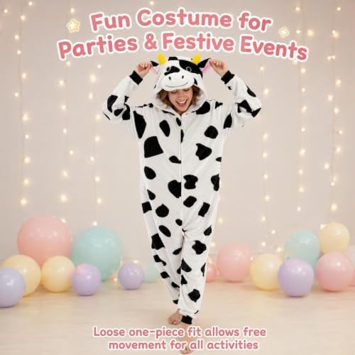 Snug Fit Unisex Adult Onesie Pajamas, Flannel Cosplay Animal One Piece Halloween Costume Sleepwear Homewear