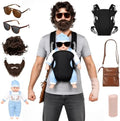 8PCS Halloween Baby Carrier Costume for Men Adult Funny Dad Wig Beard Set