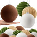 Syhood 8 Pcs 6 Inch Velvet Christmas Balls Large Ornaments, Neutral Color