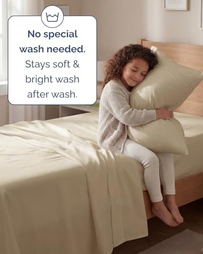 Twin Size 3 Piece Sheet Set - Comfy Breathable & Cooling Sheets - Cream