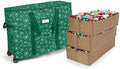 Covermates Keepsakes Rolling Adjustable Ornament Storage Bag – Heavy-Duty Polyester, FlexGrid Trays & Padded Dividers – Protective Holiday Organizer with Wheels, Handles & ID Window, Green Snowflake