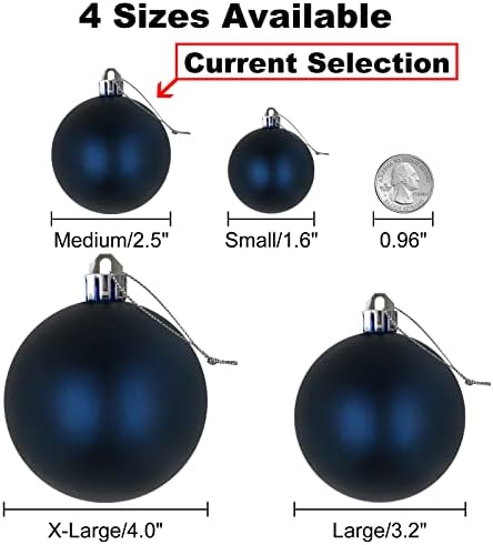 Navy Blue 2.5" Christmas Balls Christmas Tree Decoration Ornaments Shatterproof Hanging Balls for Birthday Halloween Holiday Wedding Decorations Set of 36pcs