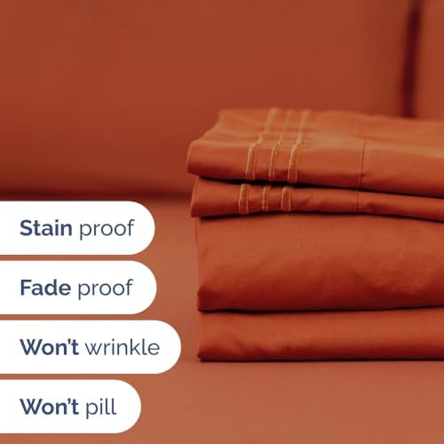 Flex Top Split Head King 4 Piece Sheet Set - Soft & Breathable - Terracotta