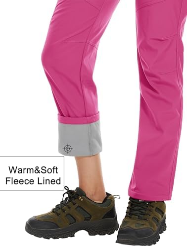 MAGCOMSEN Women's Fleece Lined Waterproof Insulated Snow Ski Pants Winter Warm Hiking Pants Outdoor Softshell