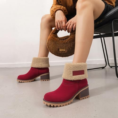 AOSPHIRAYLIAN Snow Boots Women Fur Lined Winter Boots Slip on Warm Shoes