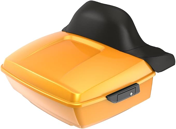 Advanblack Road Glide Tour Trunk Pack Chrome Yellow Pearl King Tour Trunk Pack Luggage +Wrap-Around Backrest Pad for '97-'25 Harley Touring Road King Street Glide Electra Glide CVO models