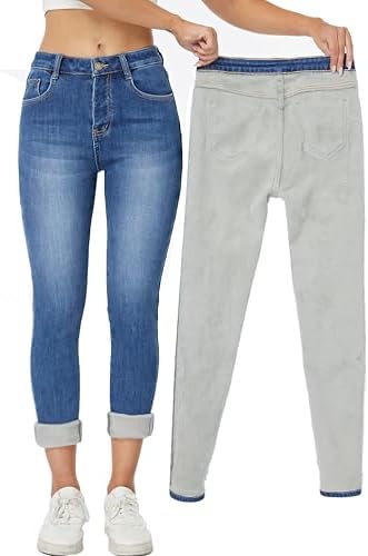 Yehopere Women's Winter Fleece Lined Jeans Slim Fit Warm Skinny High Waist Denim Jean