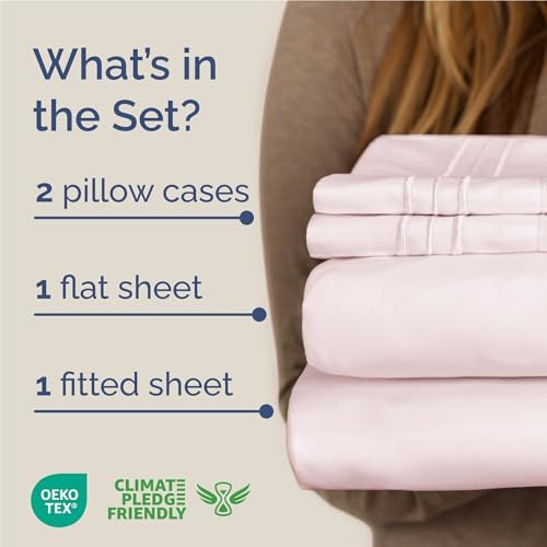 Full Size 4 Piece Sheet Set - Breathable & Cooling Sheets - Lavender Pink