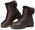 TEMOFON Ankle Boots for Women Winter: Comfortable Lace-up Combat Boot Warm