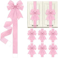 Daifunli 6 Pcs Pink Velvet Christmas Cabinet Bows Ribbons for Kitchen