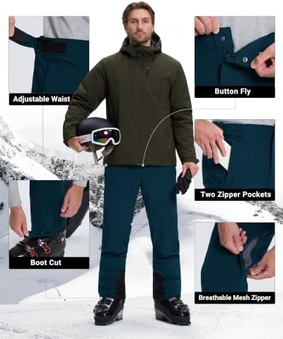 33,000ft Mens Snow Ski Pants Waterproof Insulated Snowboard for Winter