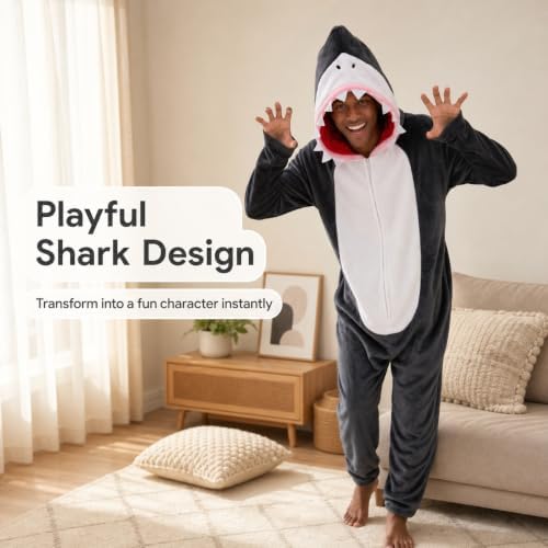 Snug Fit Unisex Adult Onesie Pajamas, Flannel Cosplay Animal One Piece Halloween Costume Sleepwear Homewear
