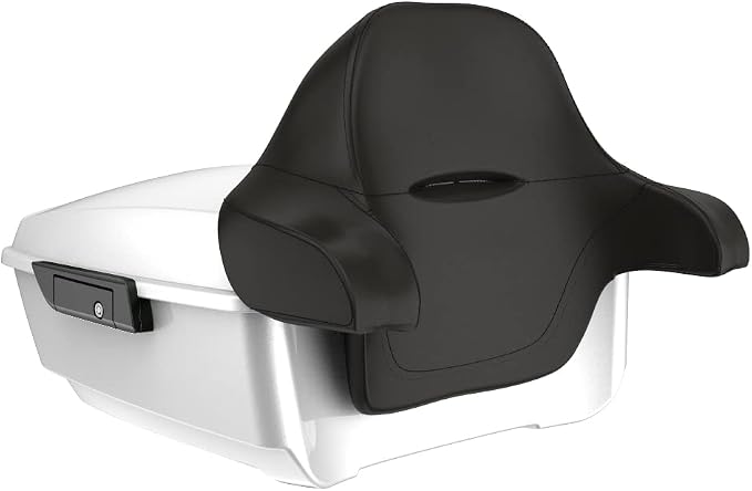 Advanblack Road Glide Tour Trunk Pack White Hot Pearl King Tour Trunk Pack Luggage +Wrap-Around Backrest Pad for '97-'25 Harley Touring Road King Street Glide Electra Glide CVO Models