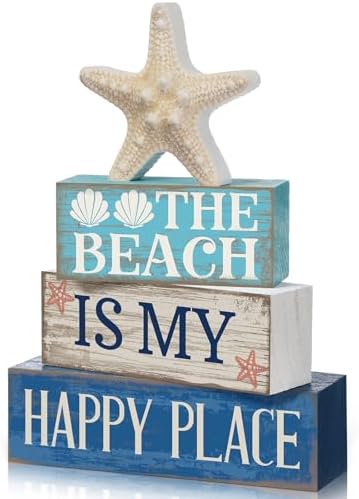 Moucuny 4 Pcs Summer Beach Table Decoration, Starfish Tiered Tray Decor