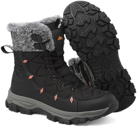 ziitop Men's Winter Snow Boots Waterproof Warm Fur Lined Insulated Boots