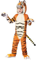 Kid's Realistic Tiger Costume with Headpiece & Tail - Includes Mitts, Shoe Covers, Striped Jumpsuit