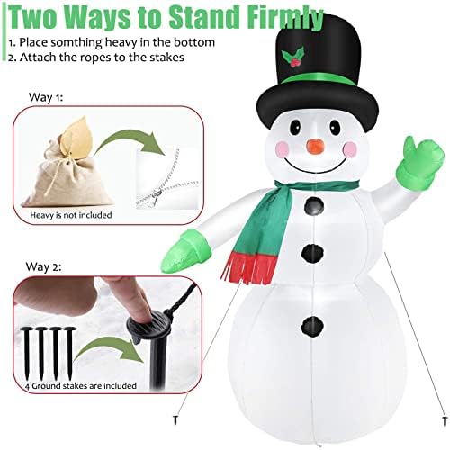 7 FT Christmas Inflatables Snowman Outdoor Yard Decorations, Christmas Blow up Snow Man with LED Lights & Black Hat, Winter Outside Decor for Holiday Party Patio Garden Lawn, Xmas New Year Kids Gifts