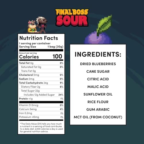 Final Boss Sour Fruit Candy, Sour Blueberries, Level 3, 10 Pack