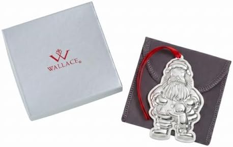 Wallace Sterling Silver Santa Ornament 2026-10th Edition Annual Collectible Christmas Ornament, Handcrafted in USA, Includes Gift Box and Velvet Pouch