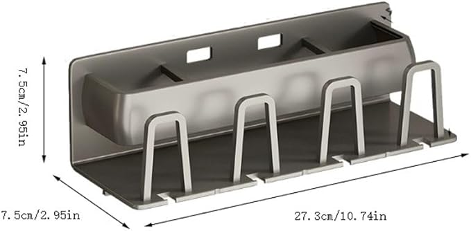 Toothbrush Rack Aluminum Toothbrush Holder Gun Gray Toothpaste Holder Multi-storage Space Storage Bracket Wall-mounted No Punching Required Bathroom Toothbrush Holder(S52cm)