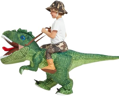 One Casa Inflatable Dinosaur Costume for Kids,Blow Up Halloween T Rex Suit