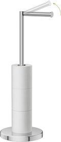 Toilet Paper Holder Stand 22.2" H Bathroom Free Standing Toilet Paper Roll Holder Storage Shelf for 4 Rolls, Stainless Steel Toilet Paper Holders with Non-Slip Stable Base, Polished Chrome