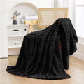 Puncuntex Black Throw Blanket 50"×60" inches Fuzzy 3D Jacquard Decorative