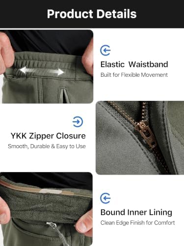 FREE SOLDIER Men's Outdoor Softshell Snow Ski Pants