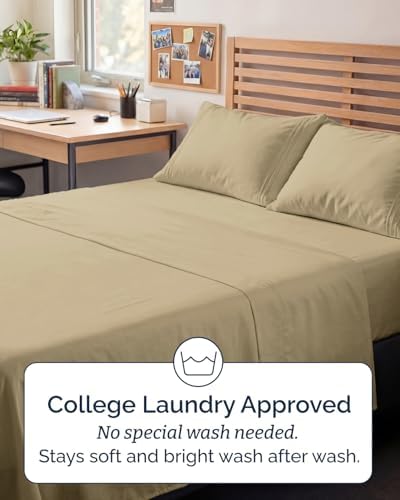 Full XL Sheets - 4 Piece Full XL Sheet Set - Breathable & Cooling - Beige